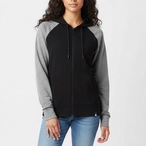 American Giant Womens Black Gray Raglan Zip Hoodie Made USA Size S